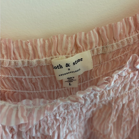 Anthropologie Cloth & Stone Blush Striped Blouse - Picture 2 of 4